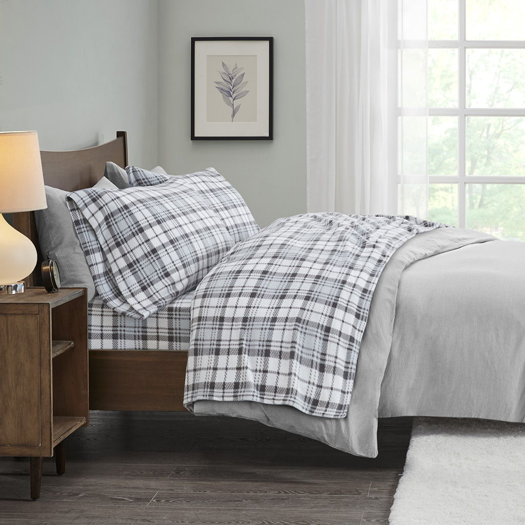 Queen Sheet Set - Gray Plaid