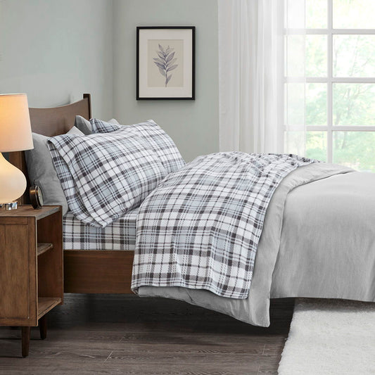 Queen Sheet Set - Gray Plaid