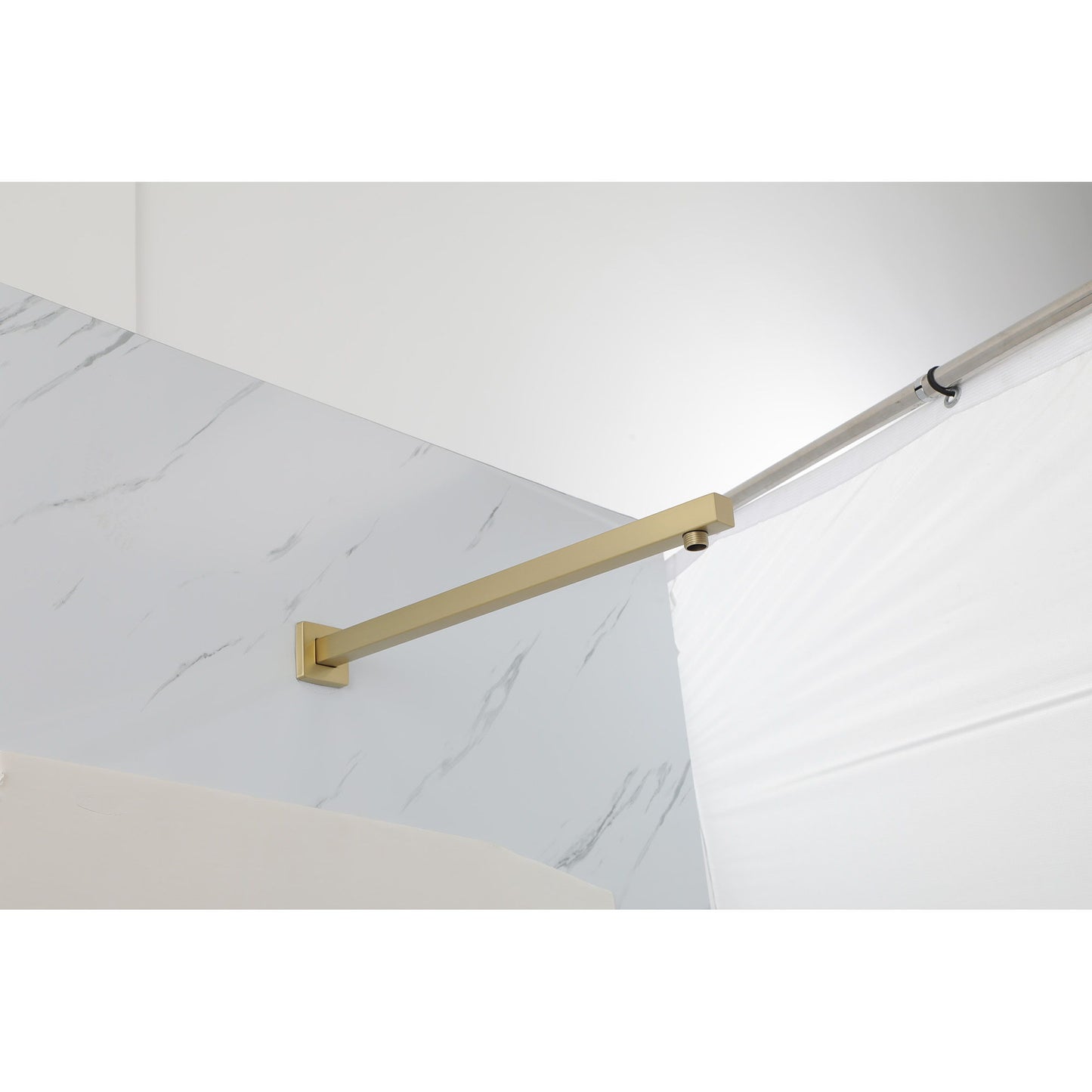 Wall Mounted Shower Arm With Flange, 16" Stainless Steel For Rain Shower Heads - Gold Daily Nest