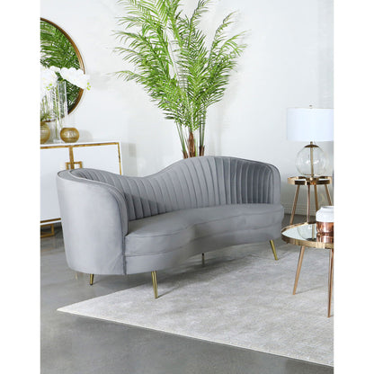 Reigha - Upholstered Sofa Lounge Furniture With Channel Tufted Backrest - Gray Furniture Max