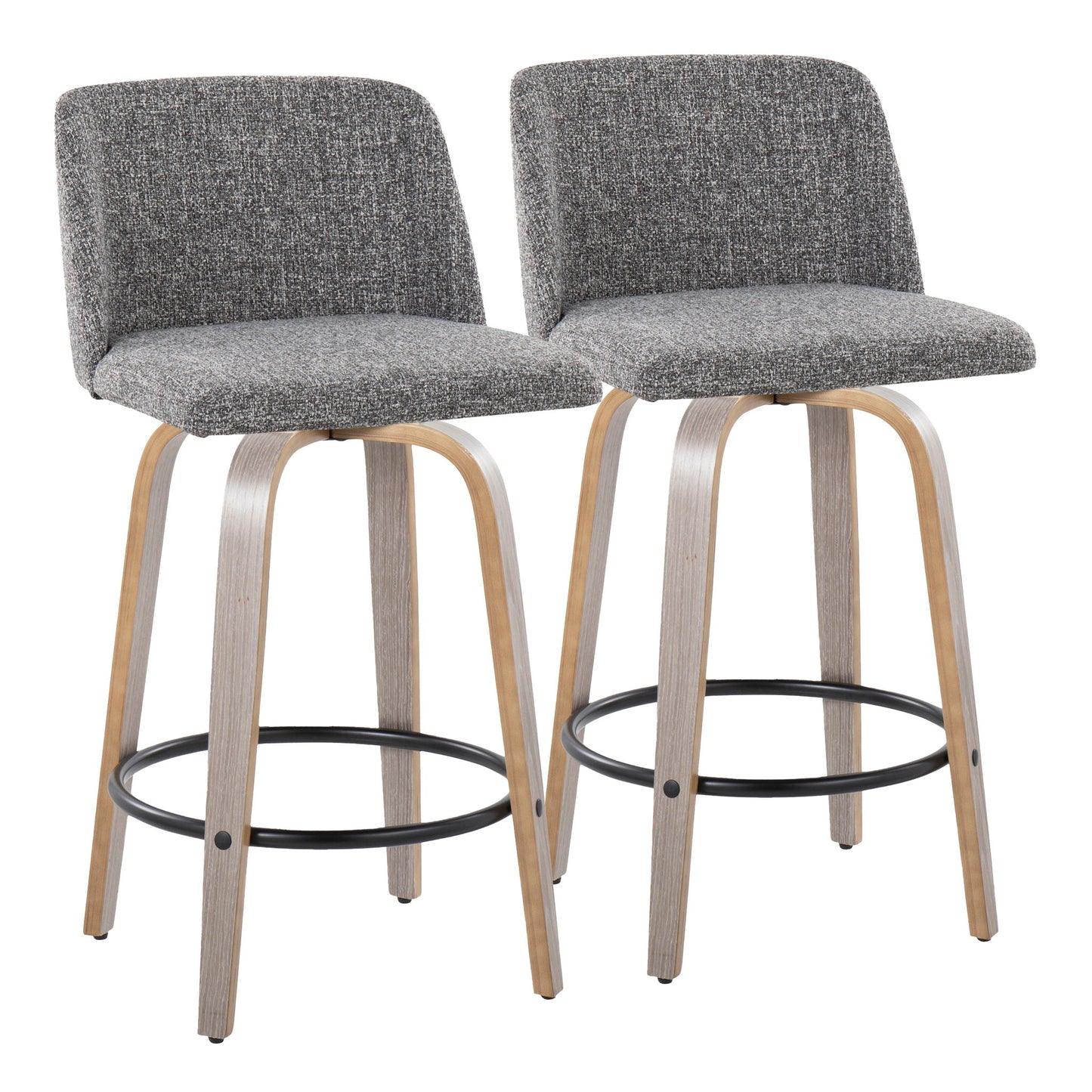 Toriano - Contemporary Fixed Height Counter Stool With Swivel & Round Footrest (Set of 2) Lumi Source