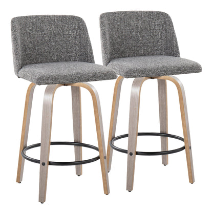 Toriano - Contemporary Fixed Height Counter Stool With Swivel & Round Footrest (Set of 2) Lumi Source