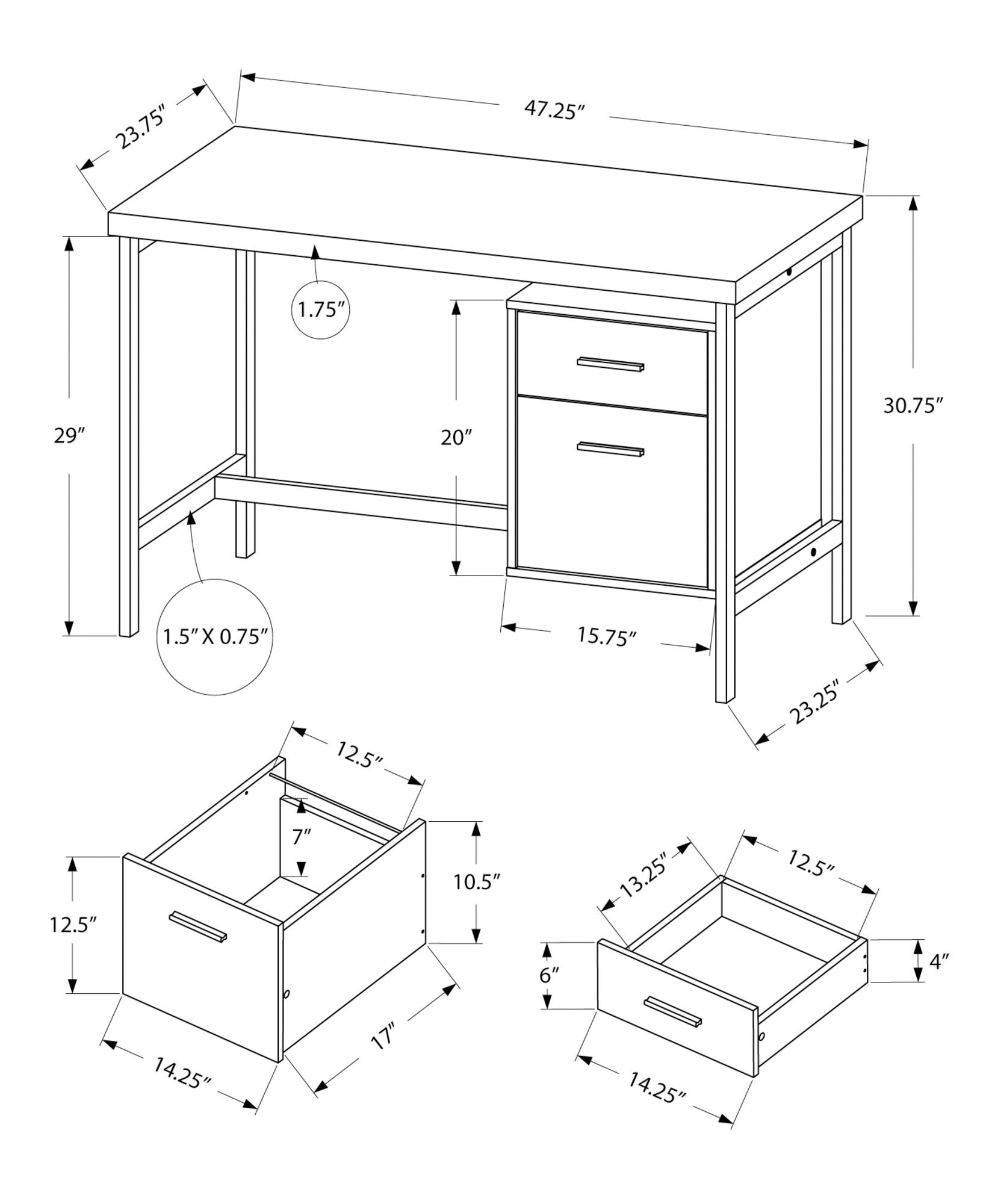 Computer Desk For Home Office, Left, Right Set - Up, Storage Drawers, Modern Design 8th Street