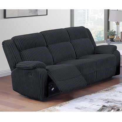 Motion Reclining Sofa With Seat And Adjustable Footrests For Living Room - Black Home Essentials