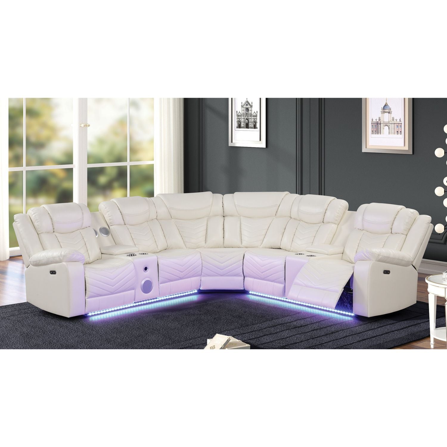 Challenger - Recliner Sectional Sofa, Built In USB, C Ports & Bluetooth Matrix Furniture Group