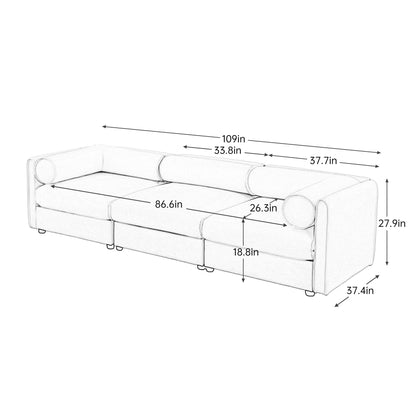 Stylish Chenille Sofa With Storage Seat And Cylindrical Backrest Home Essentials