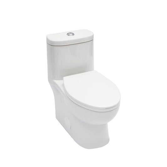 1 Piece Toilet For Bathroom, Dual Flush, Soft Closing Seat - White Daily Nest
