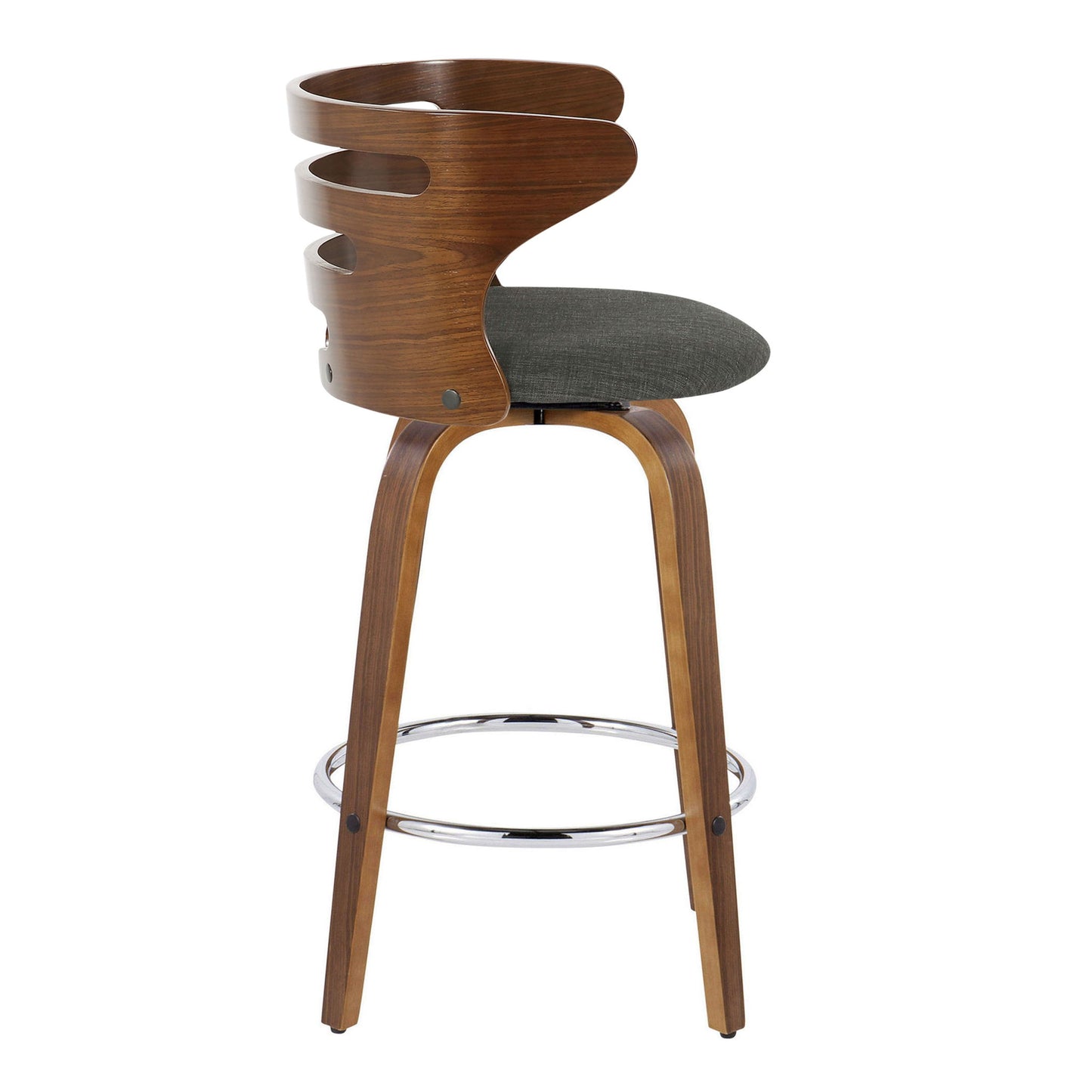 Cosini - Mid Century Modern Fixed Height Barstool With Swivel With Round Footrest (Set of 2) Lumi Source