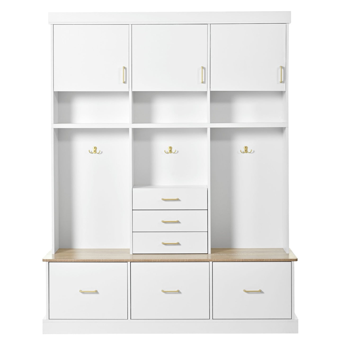 Entryway Hall Tree With Bench And Storage, 5 In 1 Coat Rack Hearth and Haven