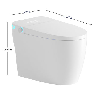 Tankless Smart Toilet With Bidet Built In, 1 Piece Bidet Toilet Seat, Auto Flush, Heated Seat, Warm Water And Dry, Adjustable Temp, Remote Control Side Know - White Daily Nest