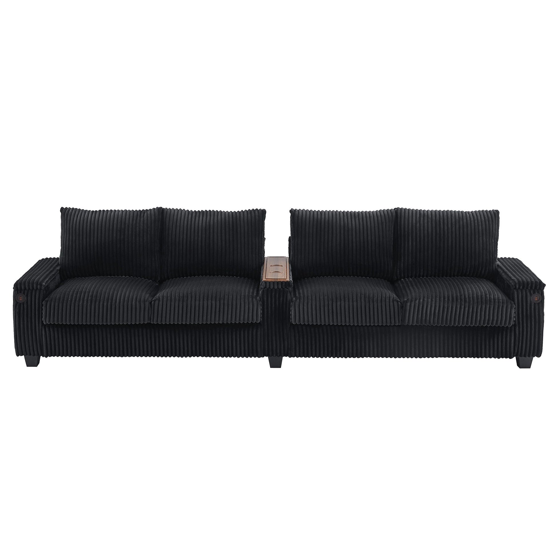 Modern 4 Seater Corduroy Sofa Couch With USB Ports And Hidden Storage Hearth and Haven