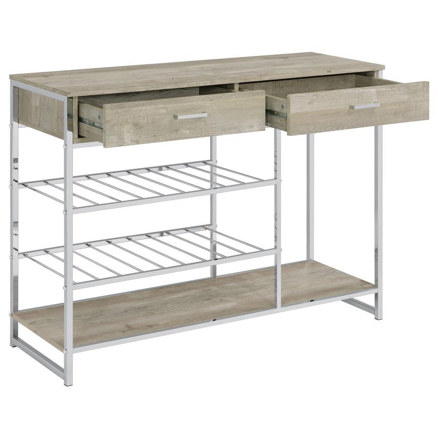 Melrose - 2-Drawer Home Bar Storage With Wine Rack Gray - Gray