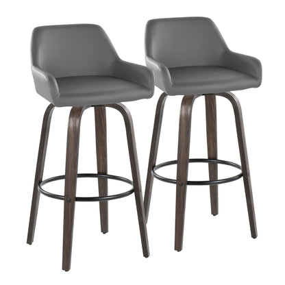 Daniella - Contemporary Fixed Height, Barstool With Swivel With Round Footrest (Set of 2) Lumi Source