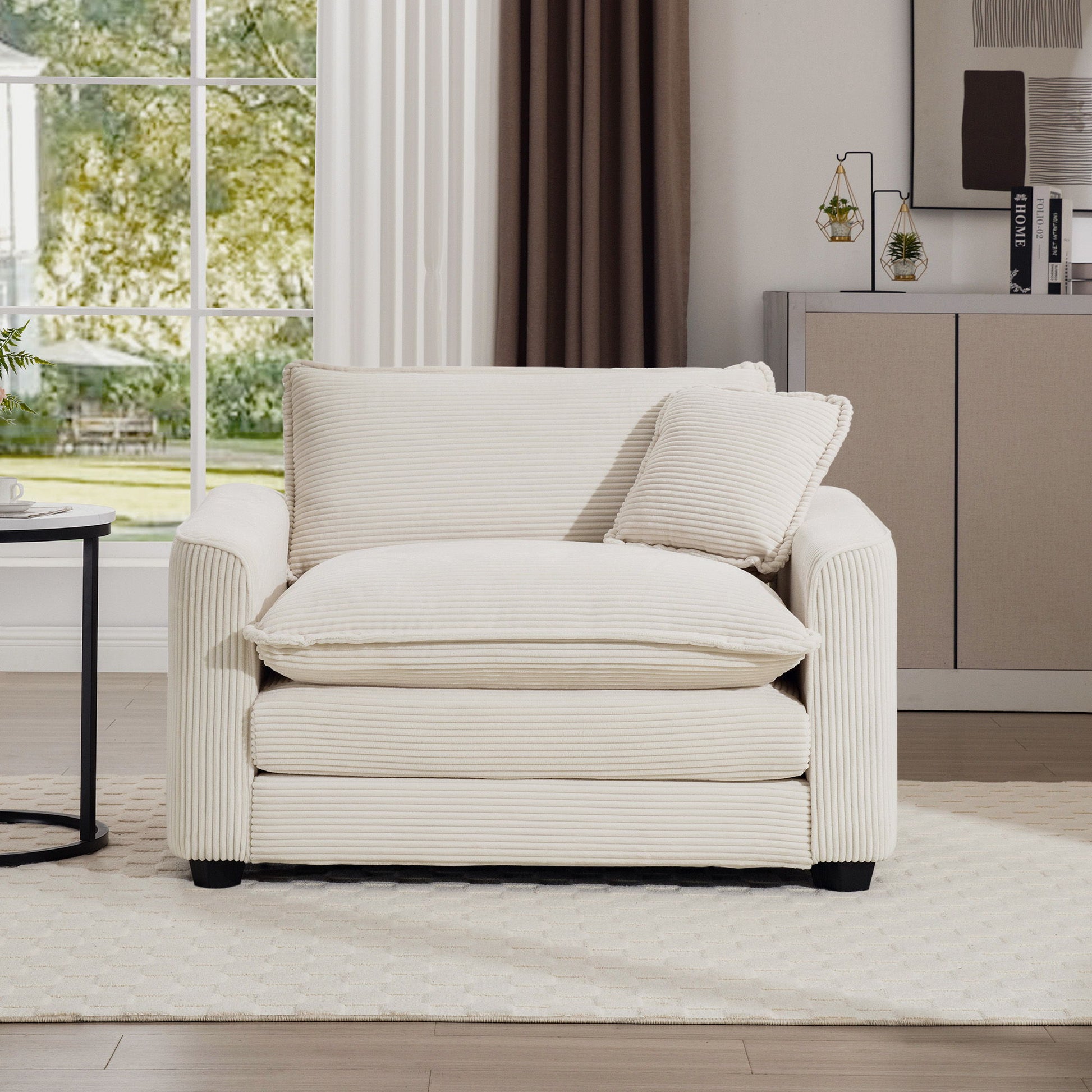 Modern Classic Fabric Single Chair Deep Seat Sofa With Pillow Home Essentials