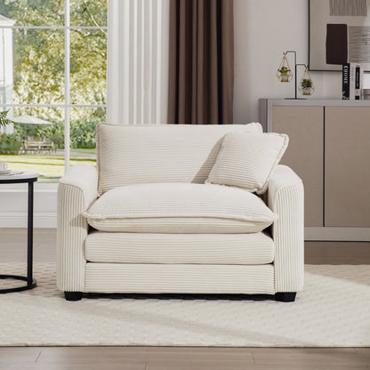 Modern Classic Fabric Single Chair Deep Seat Sofa With Pillow Home Essentials