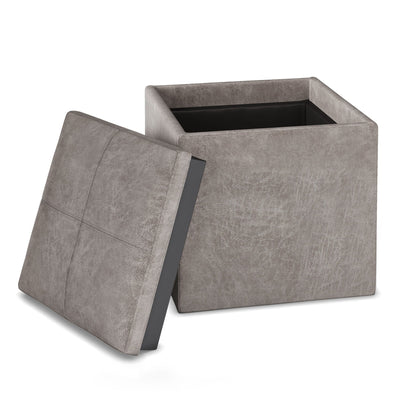 Rockwood - Upholstered Cube Storage Ottoman With Tray Simpli-Home