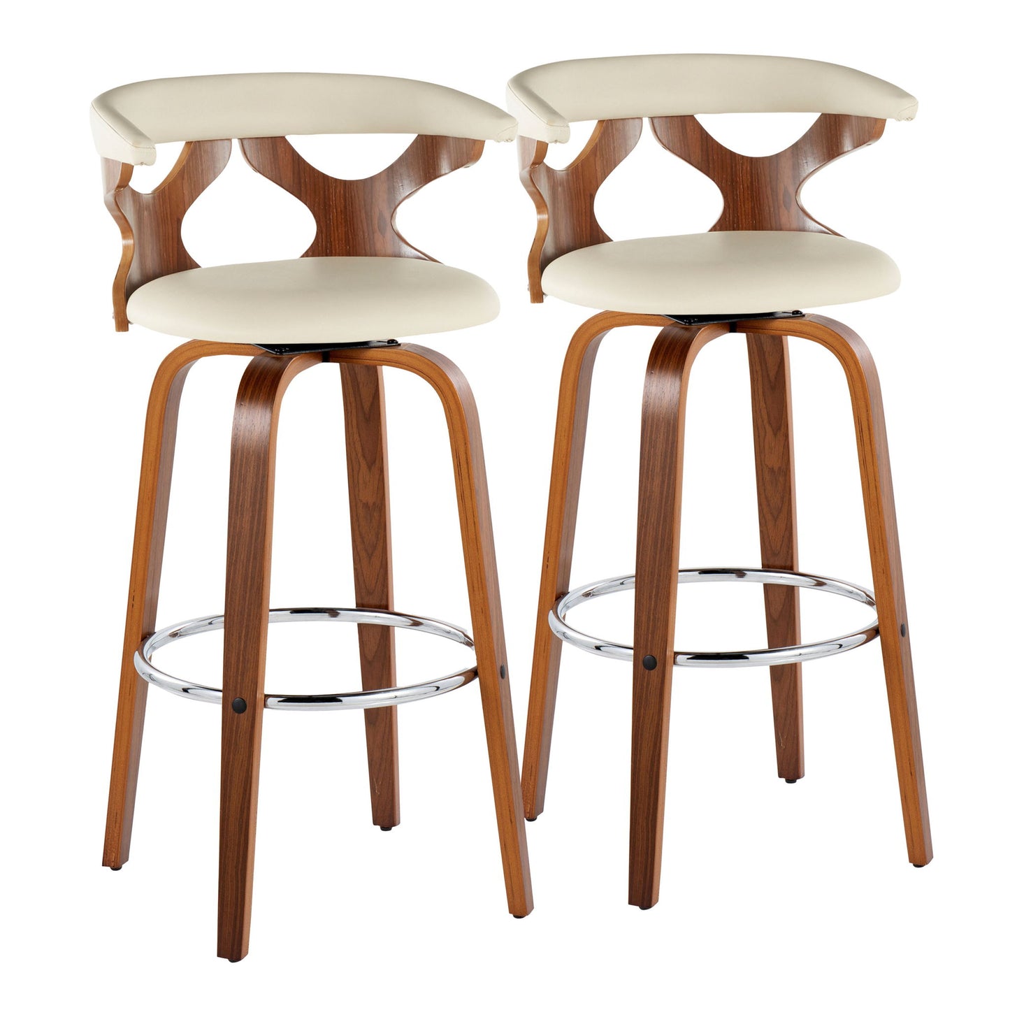 Gardenia - Mid Century Modern Fixed Height Barstool With Swivel With Round Footrest (Set of 2) Lumi Source