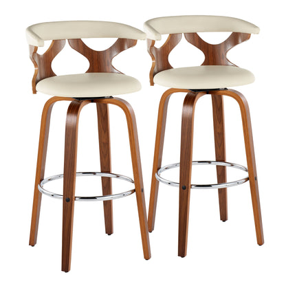 Gardenia - Mid Century Modern Fixed Height Barstool With Swivel With Round Footrest (Set of 2) Lumi Source