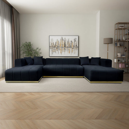 Nolan - U-Shape Corner Sofa - Black Ashcroft Furniture