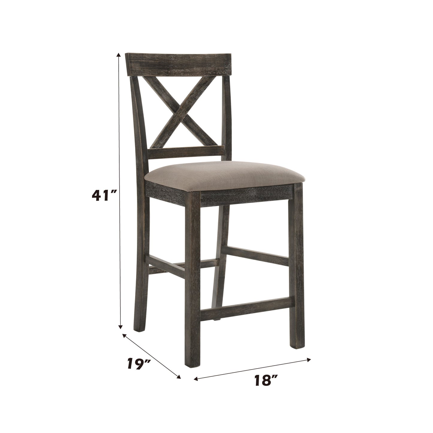 Martha II - Weathered Counter Height Chair (Set of 2) - Gray / Tan Acme