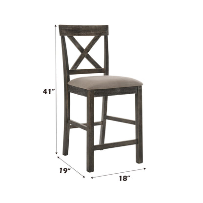 Martha II - Weathered Counter Height Chair (Set of 2) - Gray / Tan Acme
