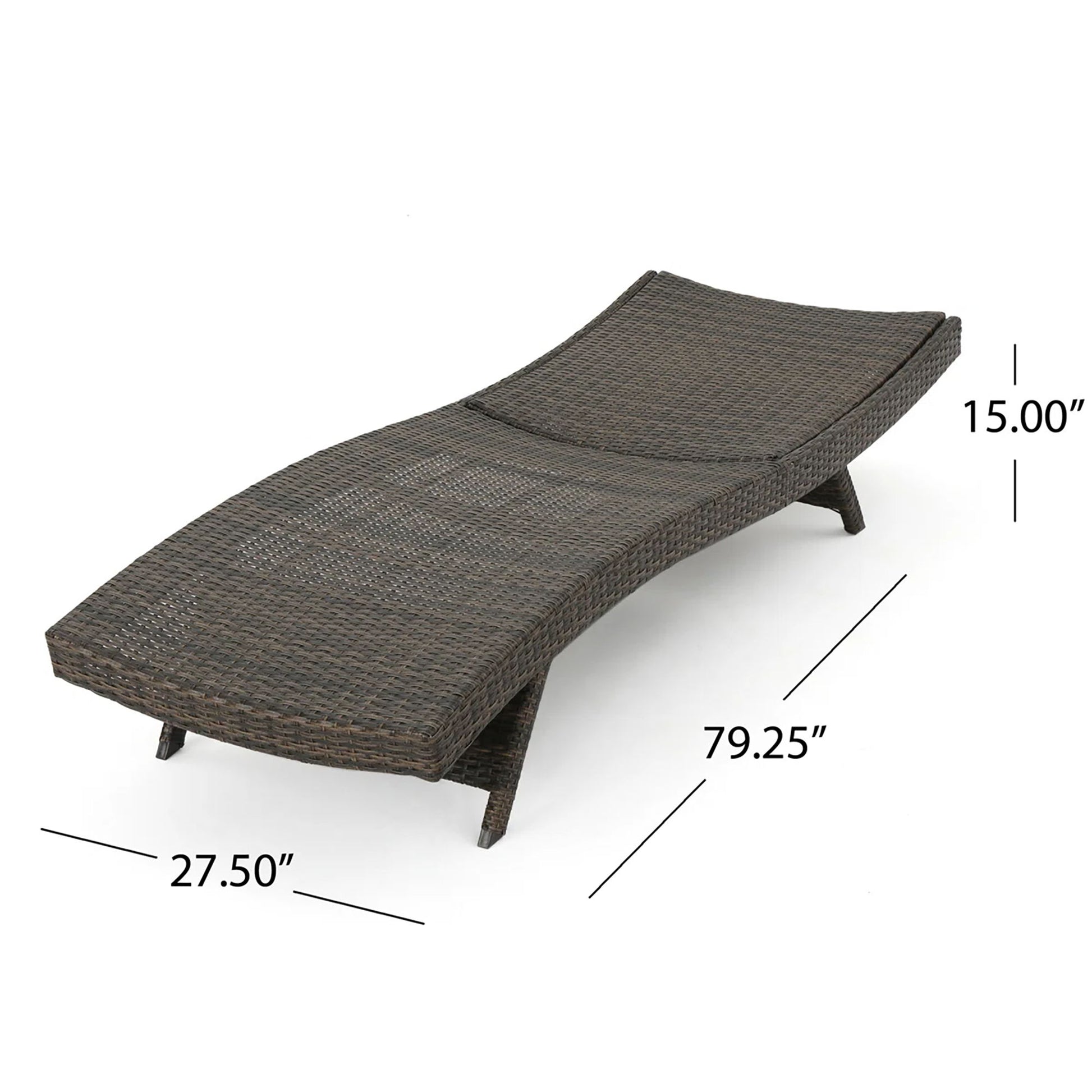 Salem - Wicker Chaise Lounge Adjustable Rattan Outdoor Chair Set - Brown Multi Noble House