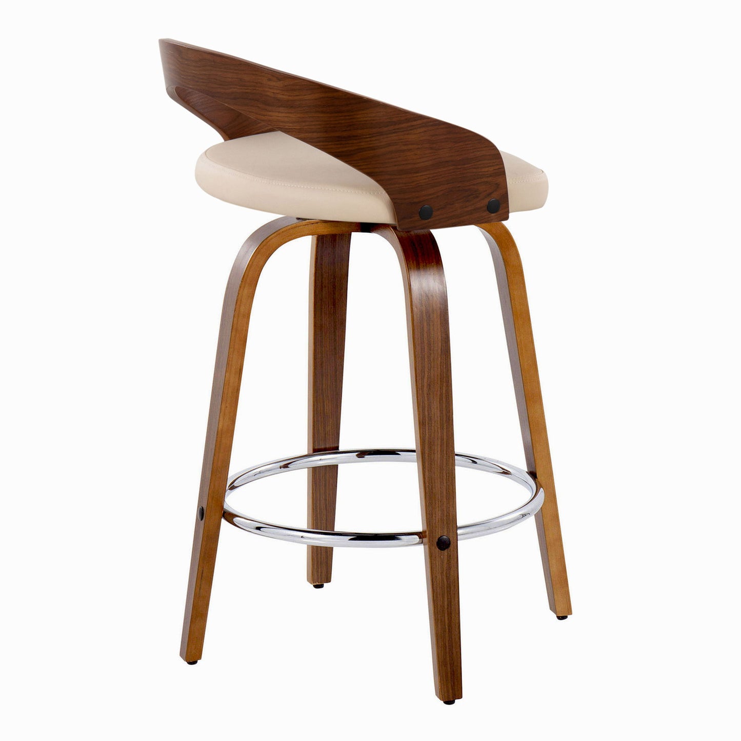 Grotto - Mid Century Modern Elegant Fixed Height Counter Stool With Swivel With Round Footrest (Set of 2) Lumi Source