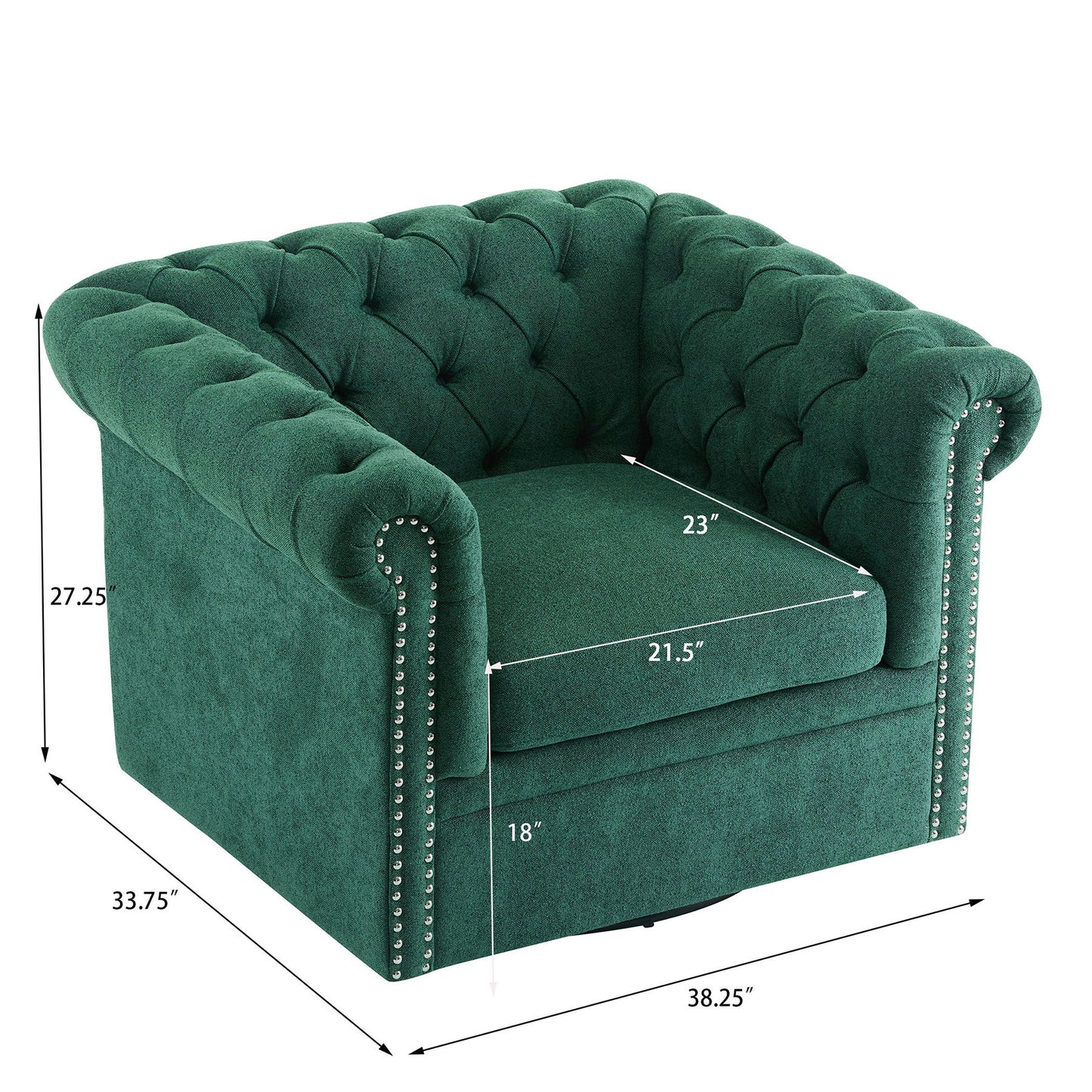 Chesterfield Style Swivel Club Chair With Button Tufted Noble House