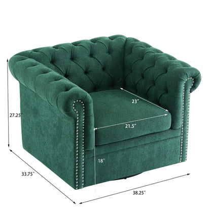 Chesterfield Style Swivel Club Chair With Button Tufted Noble House