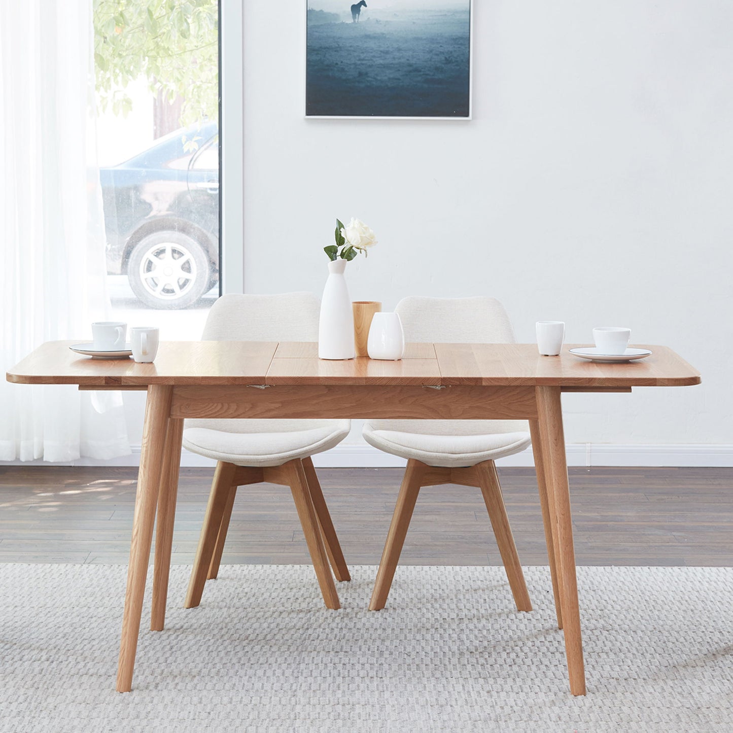 Round Corner Diagonal Leg Telescopic Table For 6 - 8 People To Meet Dining Table Home Essentials