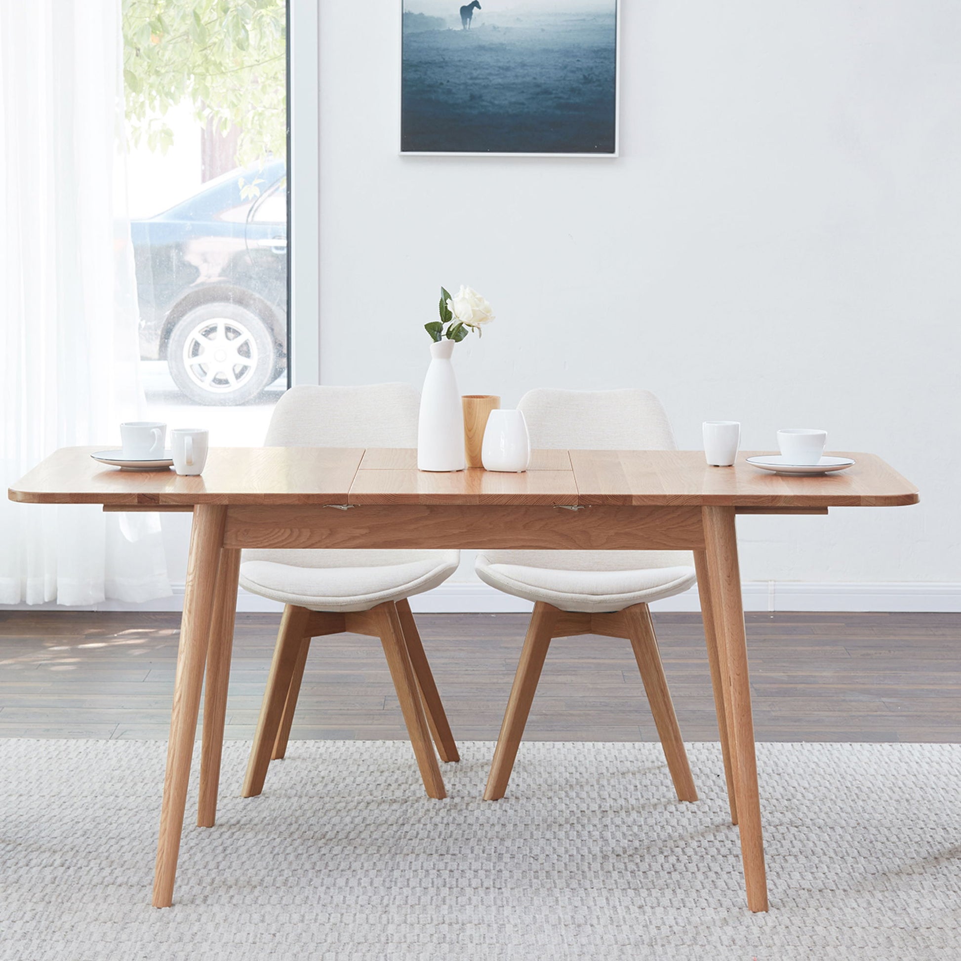Round Corner Diagonal Leg Telescopic Table For 6 - 8 People To Meet Dining Table Home Essentials