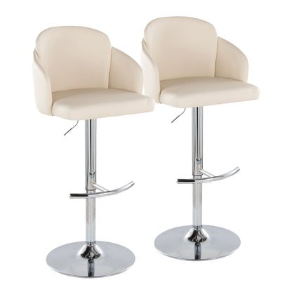 Dahlia - Contemporary Adjustable Barstool With Swivel With Rounded T Footrest (Set of 2) Lumi Source