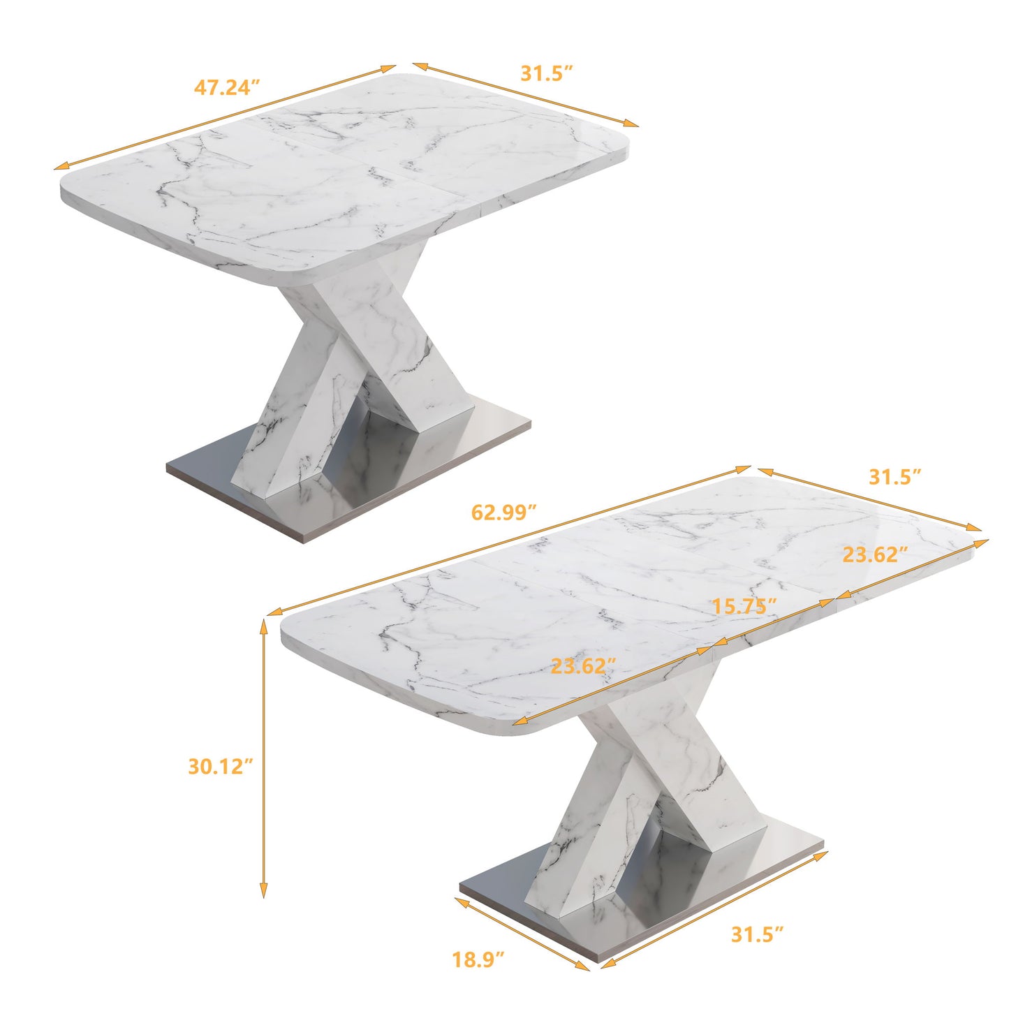 Modern Rectangle Dining Table With Stretchable TopAnd X Shape Legs Home Essentials