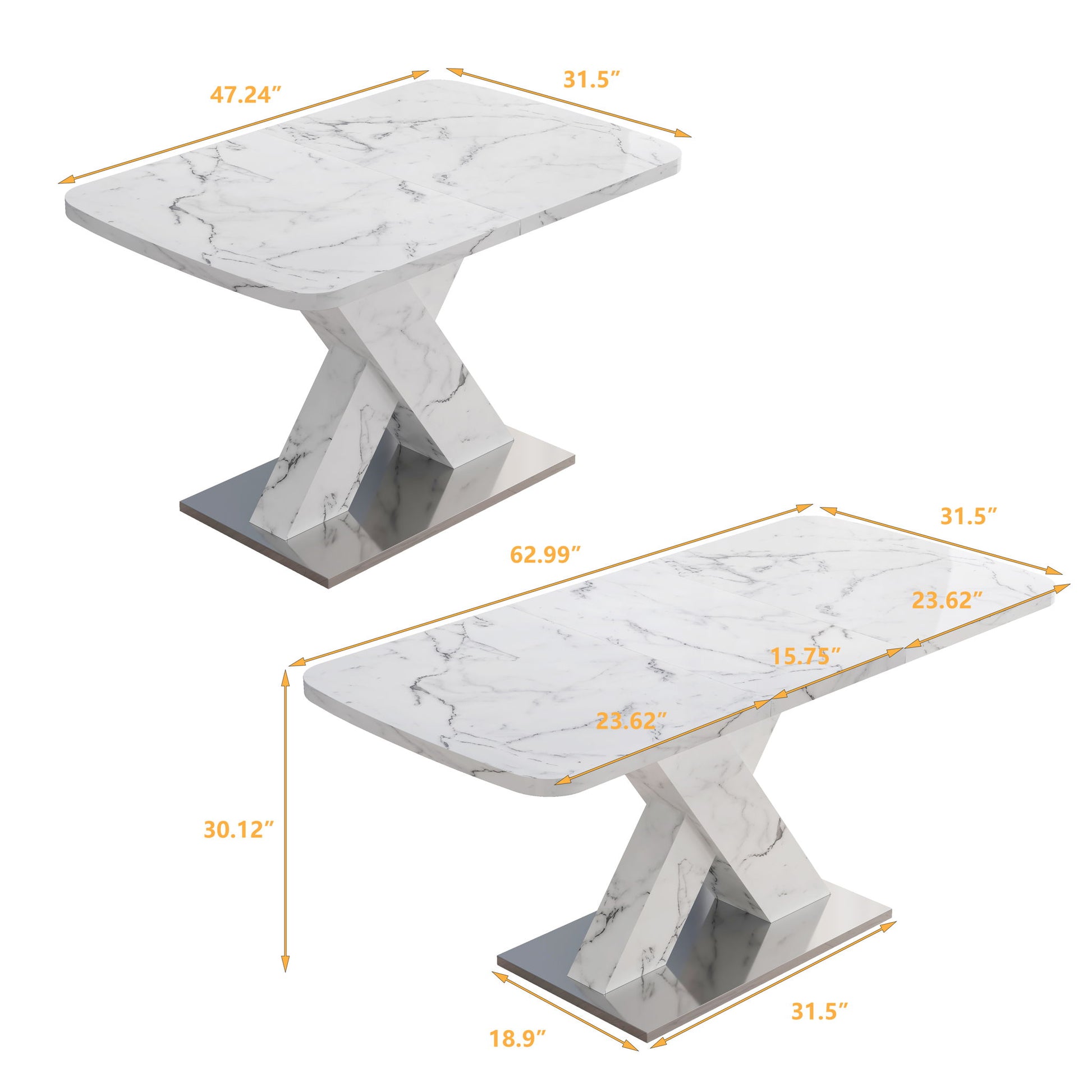 Modern Rectangle Dining Table With Stretchable TopAnd X Shape Legs Home Essentials