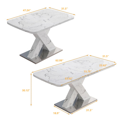 Modern Rectangle Dining Table With Stretchable TopAnd X Shape Legs Home Essentials