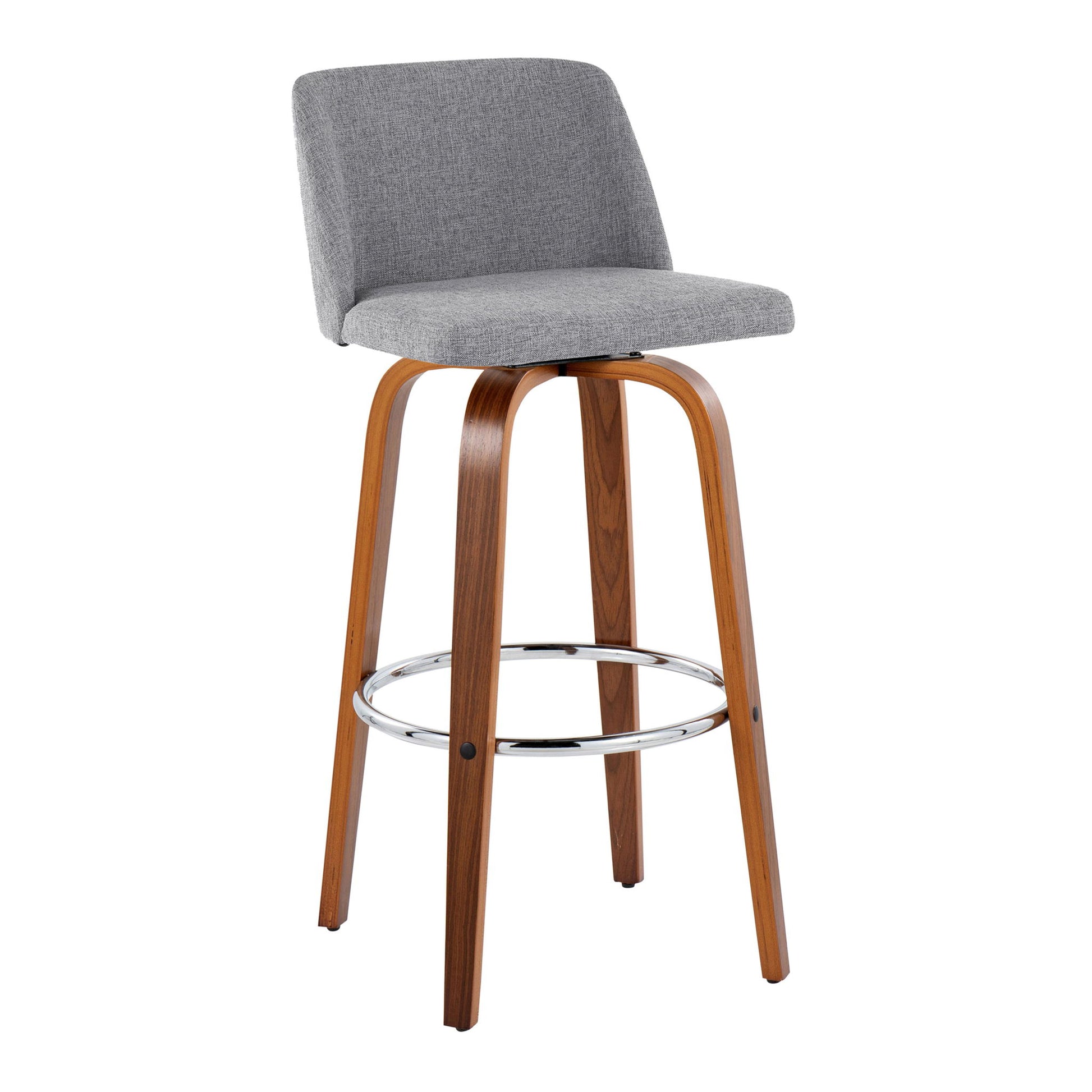 Toriano - Mid Century Modern Fixed Height, Barstool With Swivel With Round Footrest (Set of 2) Lumi Source