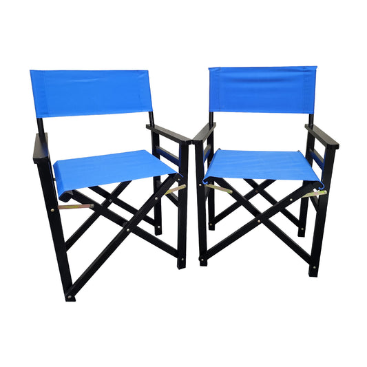 Folding Chair Wooden Director Chair Canvas Folding Chair Folding Chair (Set of 2) - Blue Home Essentials