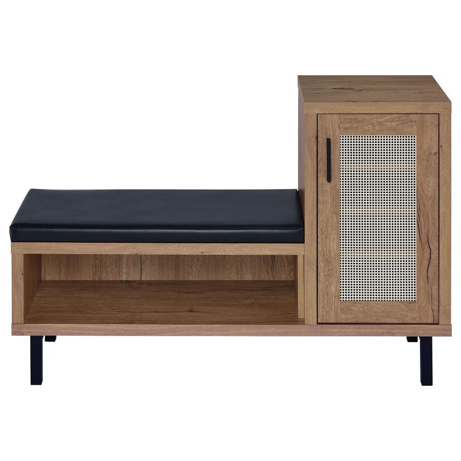 Teller - 1-Door Entryway Shoe Storage Bench - Natural Oak Coaster Fine Furniture
