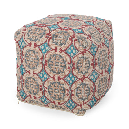 Amelia - Handcrafted Fabric Pouf, Rustic Elegance - Multicolored Home Essentials