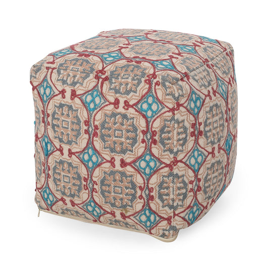 Amelia - Handcrafted Fabric Pouf, Rustic Elegance - Multicolored Home Essentials