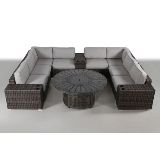 Patio Seating Group With Cushions And Fire Pit - Espresso LSI Patio Furniture