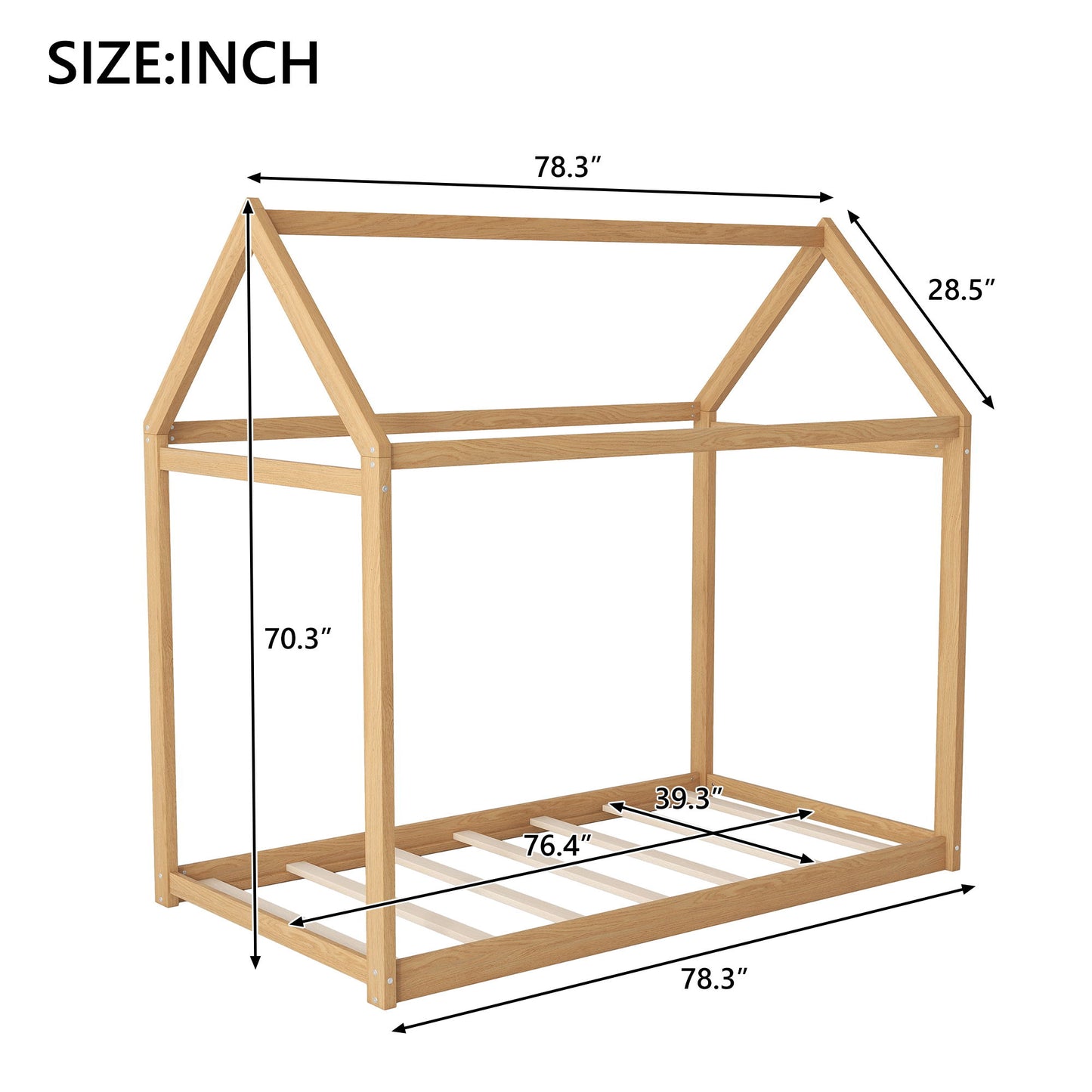 Wooden House Shaped Bed Hearth and Haven