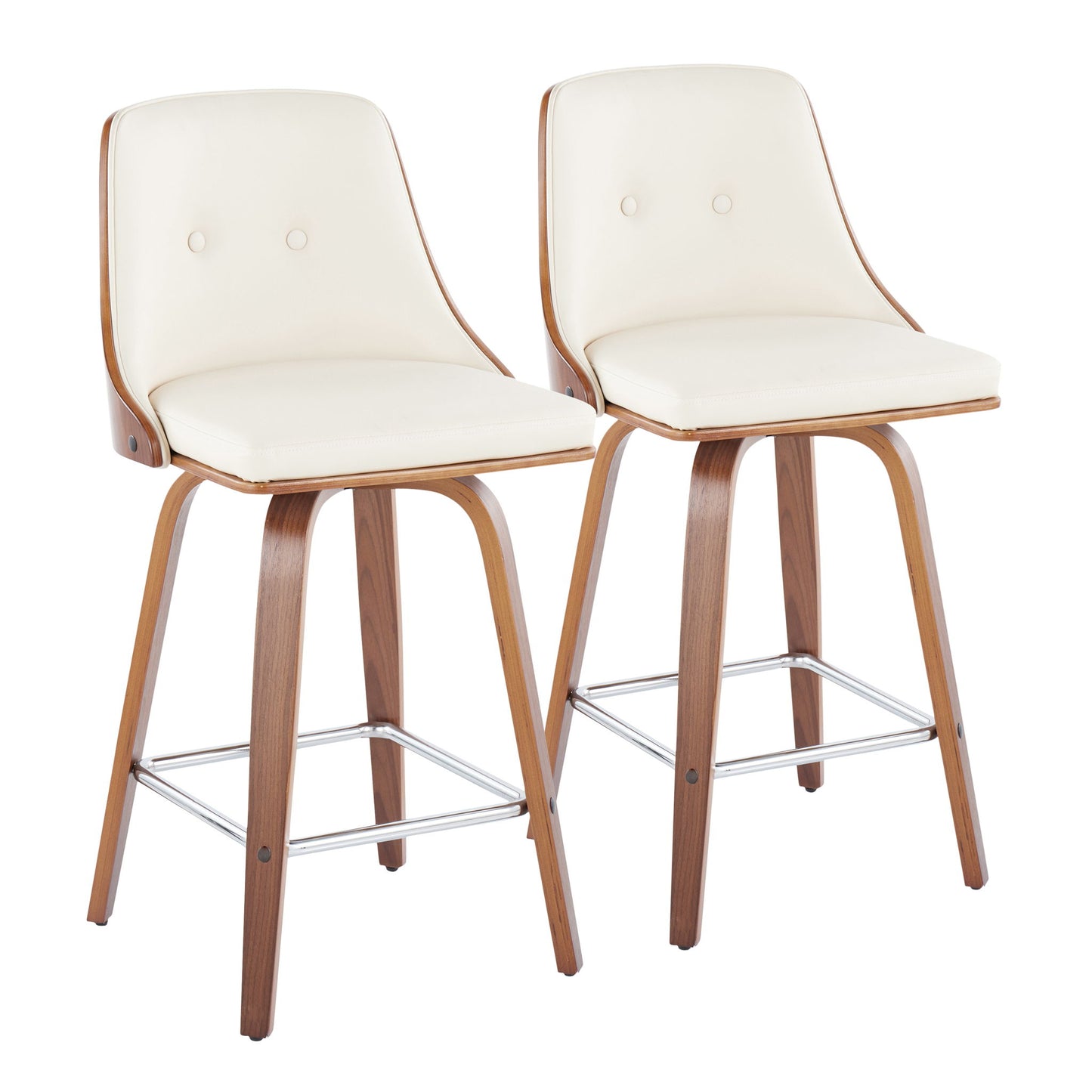 Gianna - Mid Century Modern Fixed Height Counter Stool With Swivel With Square Footrest (Set of 2) Lumi Source