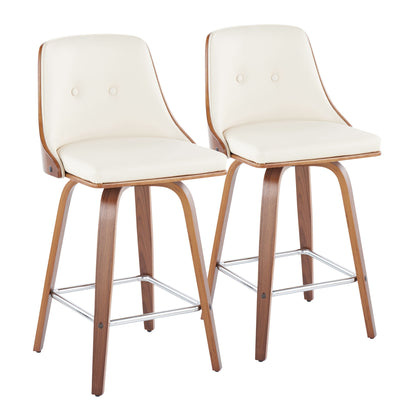 Gianna - Mid Century Modern Fixed Height Counter Stool With Swivel With Square Footrest (Set of 2) Lumi Source
