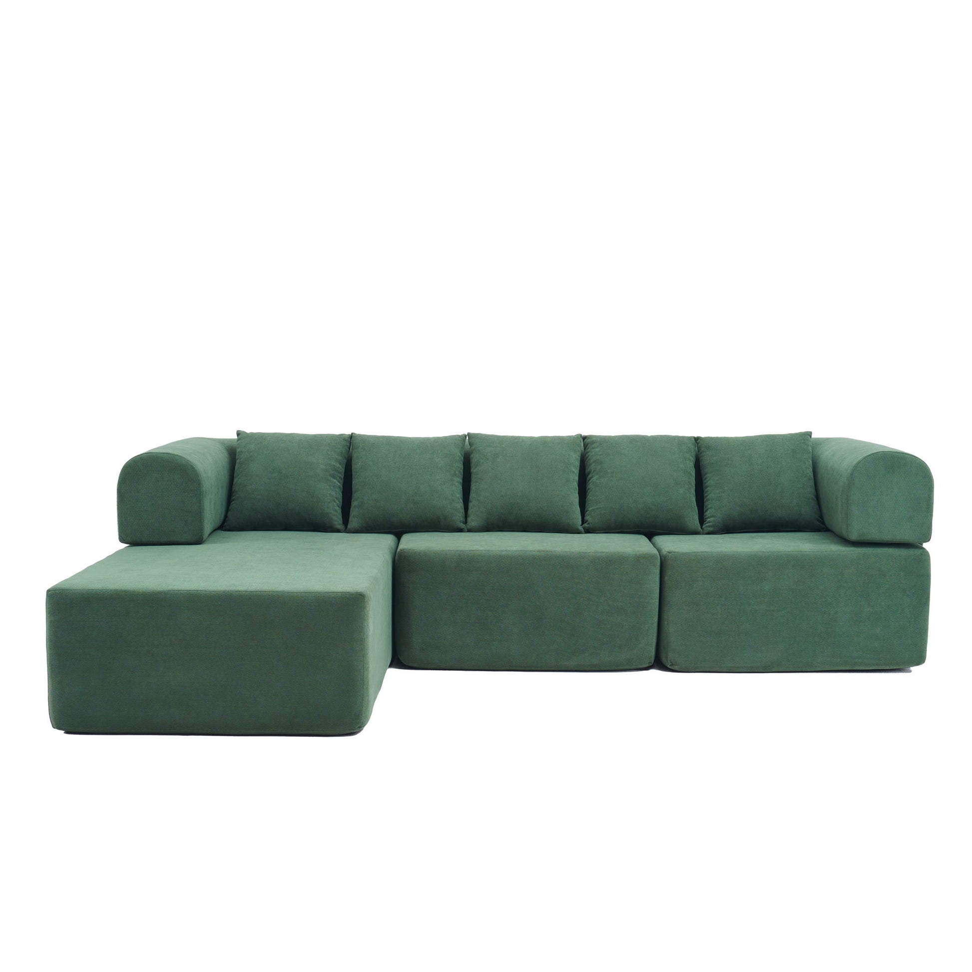 Modular L-Shaped Sectional Sofa With Deep Seat, Movable Chaise & 5 Pillows Home Essentials