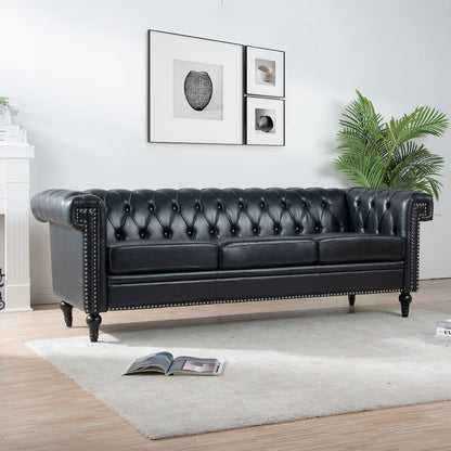Traditional Square Arm Removable Cushion 3 Seater Sofa Home Essentials