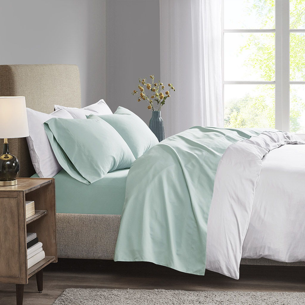 Twin Long All Season Moisture Wicking Lightweight Sheet Set - Seafoam Madison Park