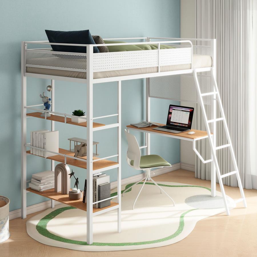 Campus - 3-Shelf Metal Twin Workstation Loft Bed Coaster Fine Furniture
