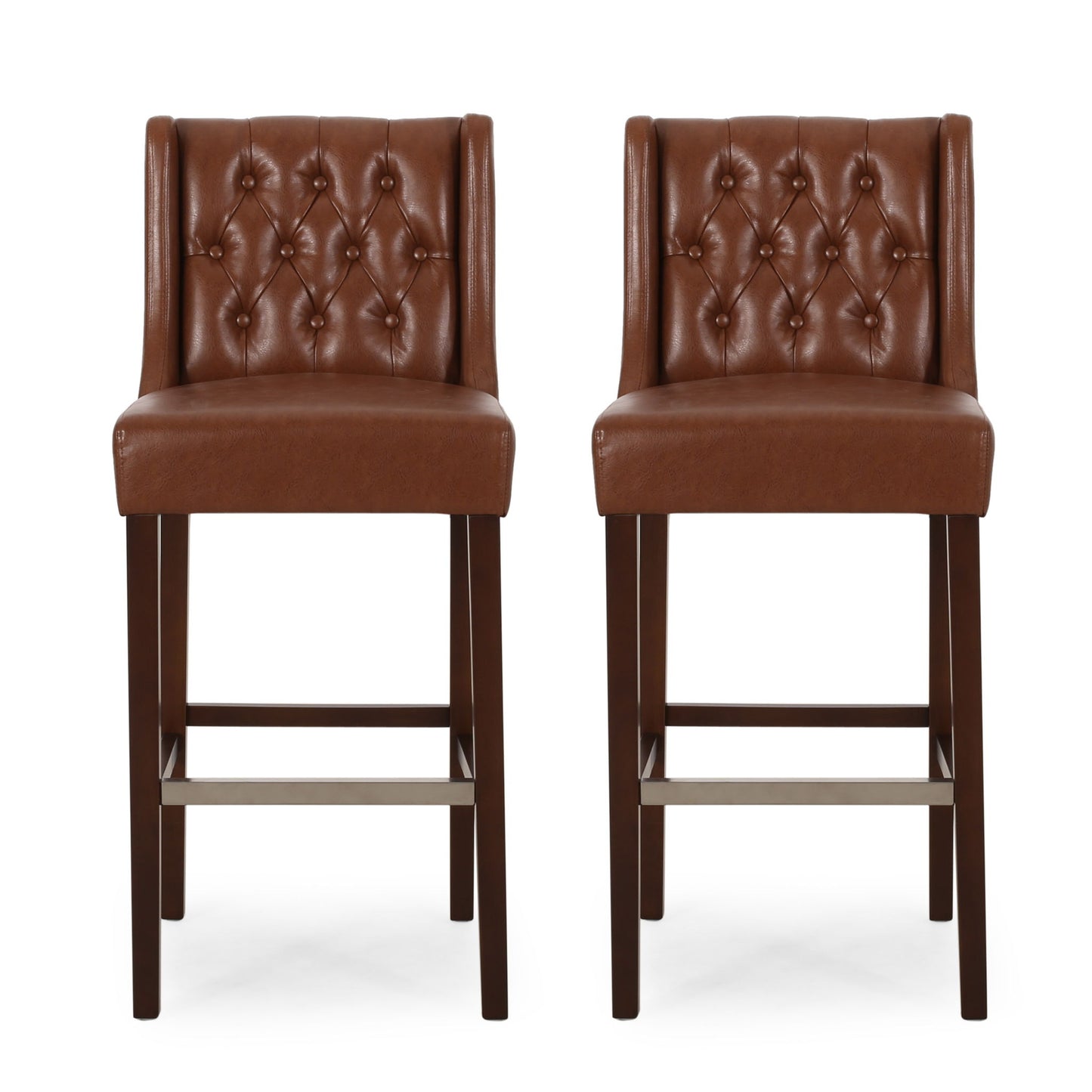 Solstara - Upholstered Dining Barstool With Button Tufted And Wing Back Noble House