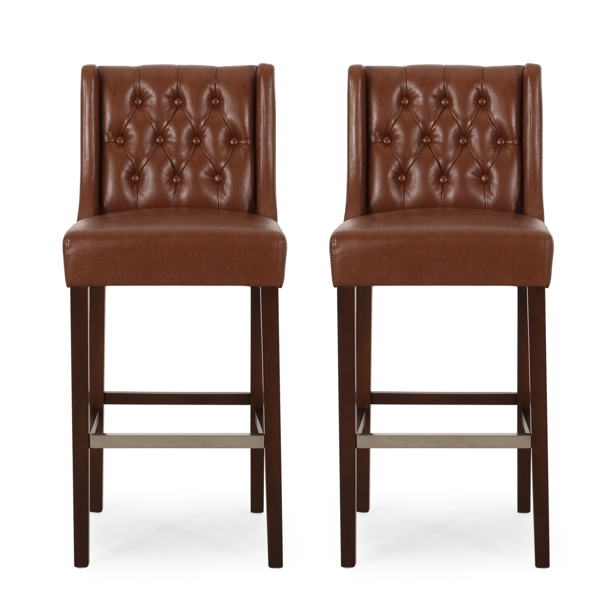 Solstara - Upholstered Dining Barstool With Button Tufted And Wing Back Noble House